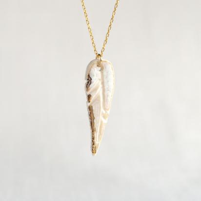 White porcelain feather, white feather, dainty feather necklace, gold lustre, 925 sterling silver, gold vermeil, 1st annivers