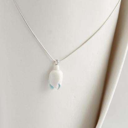 porcelain snowdrop, snowdrop necklace, 18th anniversary gift, 4th anniversary, January birthday, January flower, 925 sterling