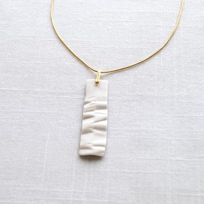 CRINKLED paper jewellery set, necklace and earrings, porcelain paper clay, gold chain