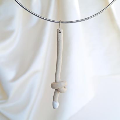 Love KNOT necklace, blonde, omega necklet, tying the knot, stoneware necklace, bride necklace, wedding necklace, silver ring 