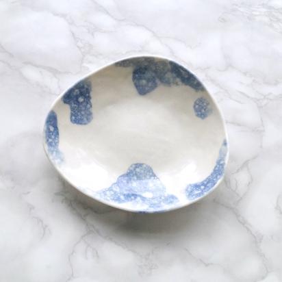 PEBBLE bowl, blue bubbles, white porcelain bowl, white ceramic bubble bowl, blue and white, bathroom bowl, candle bowl, ceramic bowl, bathroom storage, serving bowls, VanillaKiln,
