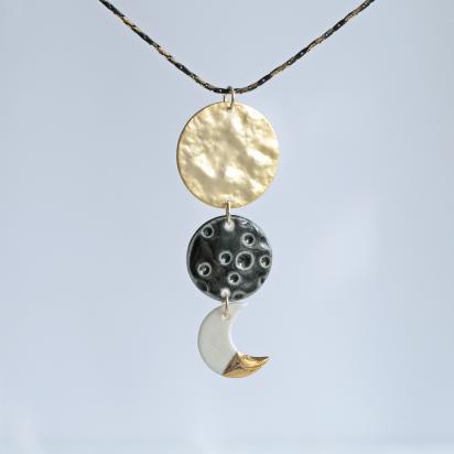 Three MOONS,  3 moons necklace, celestial jewellery, 11th anniversary, 18th anniversary, moon phase jewellery, dark side of t