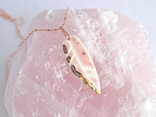 Blush pink, pink porcelain feather necklace, 14 kt rose gold, 925 sterling silver, vermeil, VanillaKiln, rose gold chain, fea