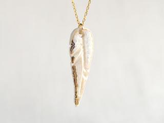 White porcelain feather, white feather, dainty feather necklace, gold lustre, 925 sterling silver, gold vermeil, 1st annivers