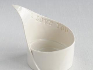 I LOVE YOU, spiral LILY porcelain candle holder